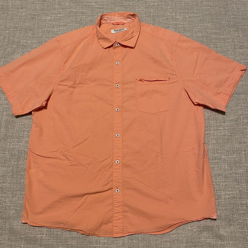 Tommy Bahama Mens Shirt Extra Large  Pink Blush  Seersucker Nova Wave Beach
